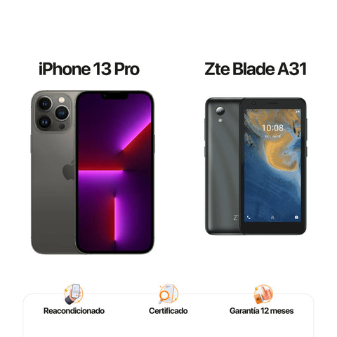 iPh 13 Pro 256gb Grafito + ZTE A31 de 32GB Gris