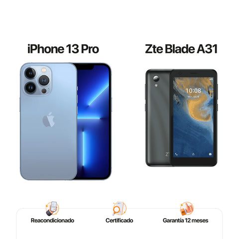 iPh 13 Pro 256gb Azul sierra + ZTE A31 de 32GB Gris